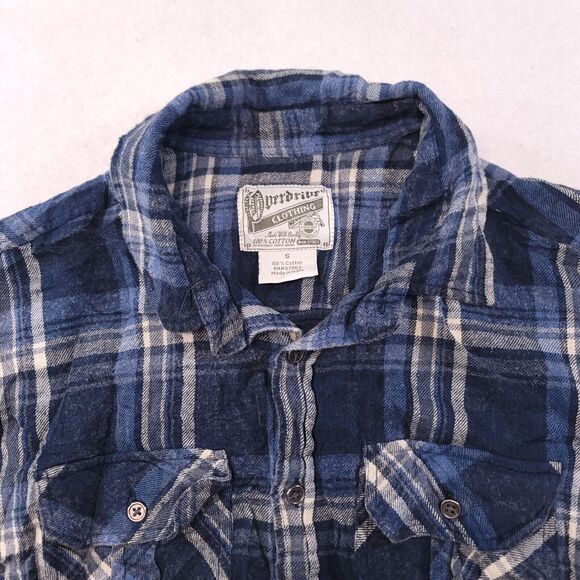 Overdrive Clothing Tartan Flannel Casual Button Shirt Mens Size Small S Blue - Picture 1 of 10